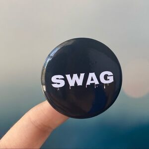 SWAG Black Round Pin/ Button